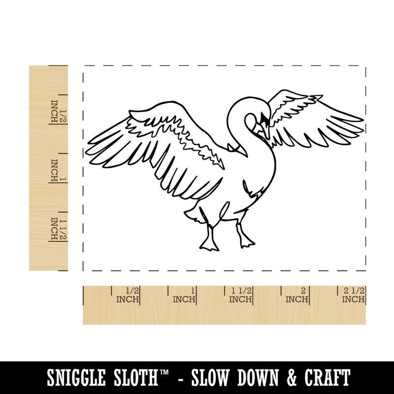 Swan Artsy Contour Line Rectangle Rubber Stamp for Stamping Crafting
