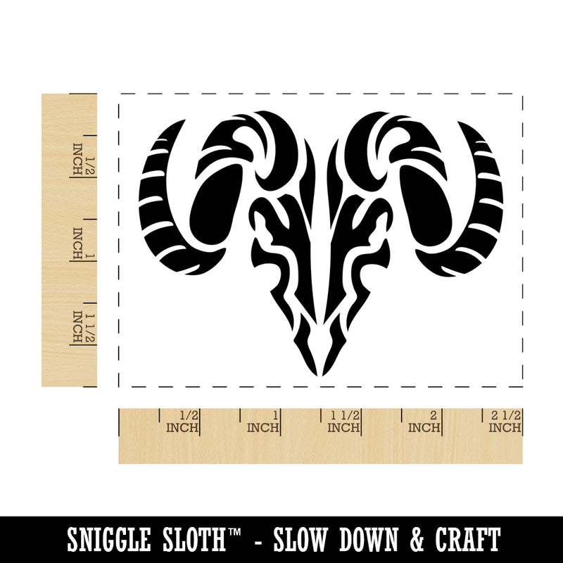 Tribal Ram Skull Rectangle Rubber Stamp for Stamping Crafting