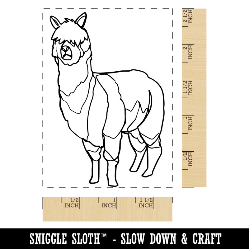 Alpaca Artsy Contour Line Rectangle Rubber Stamp for Stamping Crafting