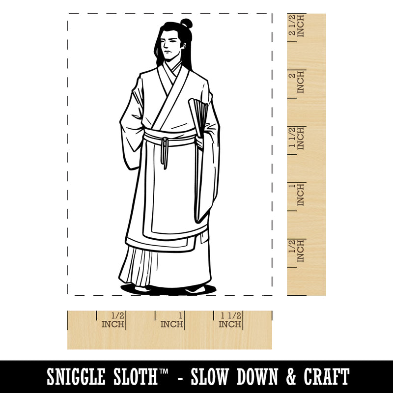 Ancient Chinese Scholar Hanfu Rectangle Rubber Stamp for Stamping Crafting