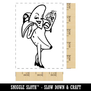 Appeeling Banana Fanning Herself Rectangle Rubber Stamp for Stamping Crafting