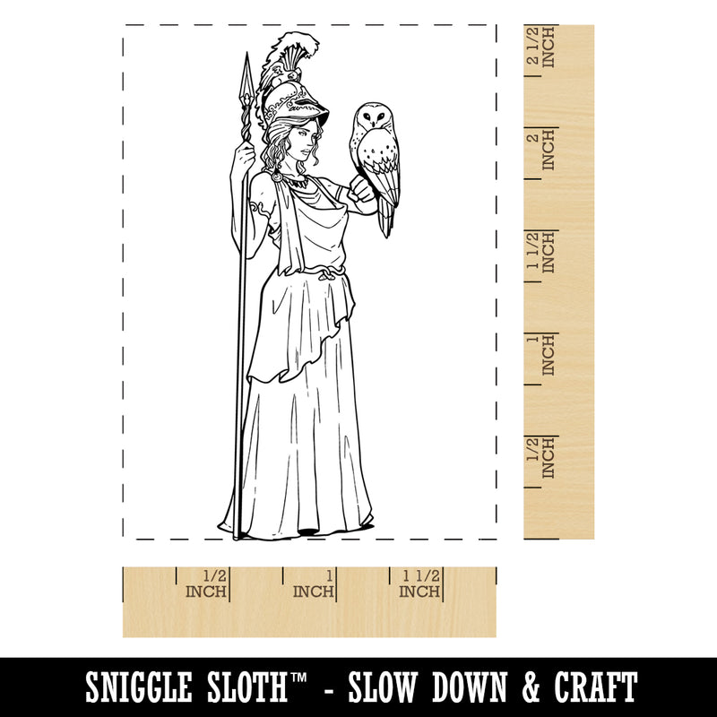 Athena Greek Goddess Minerva Wisdom War Rectangle Rubber Stamp for Stamping Crafting