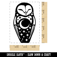 Barn Owl Totem Night Moon Rectangle Rubber Stamp for Stamping Crafting