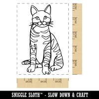 Cat Artsy Contour Line Rectangle Rubber Stamp for Stamping Crafting