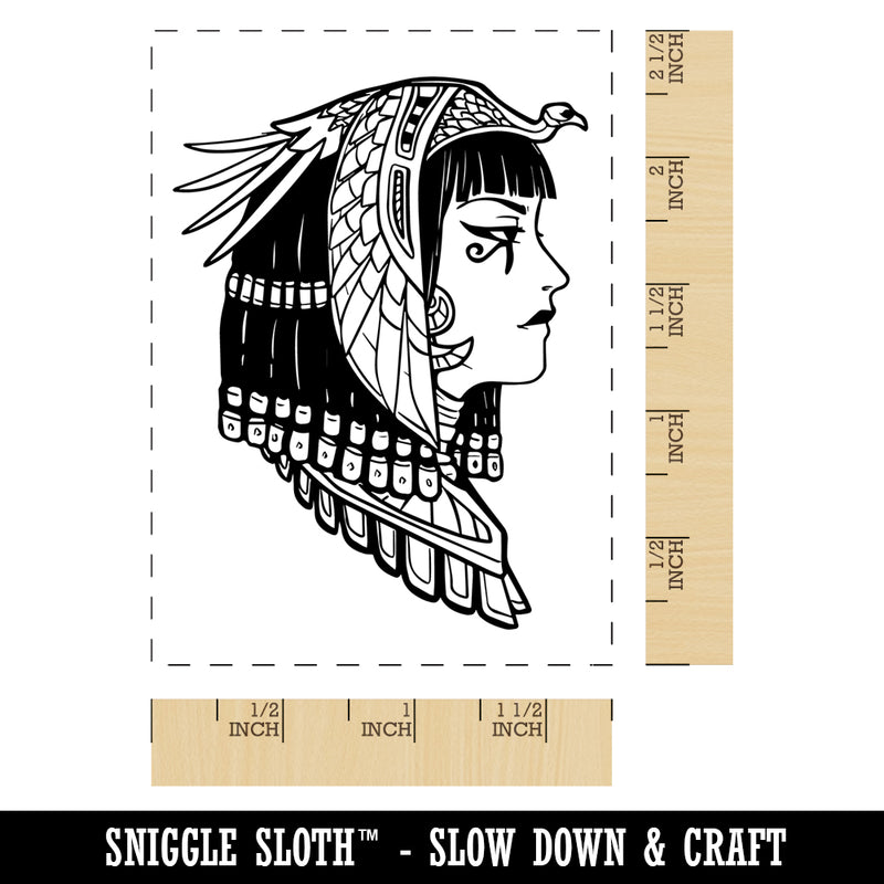 Cleopatra Egyptian Queen Bust Rectangle Rubber Stamp for Stamping Crafting