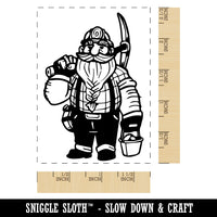 Dwarf Miner with Pickaxe Rectangle Rubber Stamp for Stamping Crafting