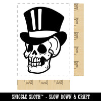 Fancy Skull with Top Hat Rectangle Rubber Stamp for Stamping Crafting