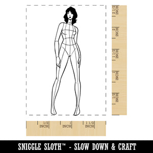 Fashion Illustration Croquis Template Rectangle Rubber Stamp for Stamping Crafting