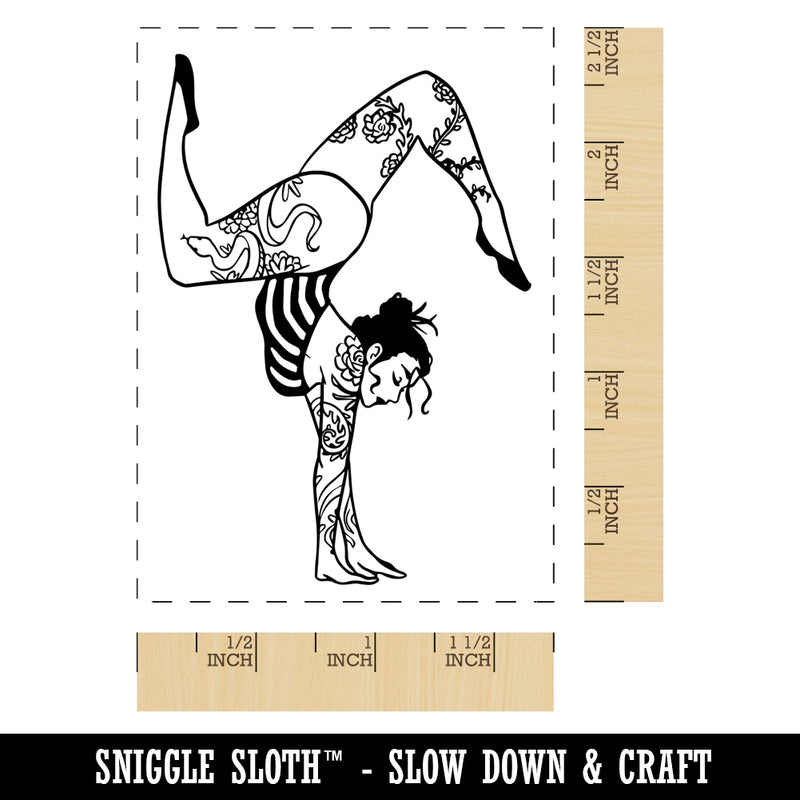Handstand Contortionist Carnival Circus Rectangle Rubber Stamp for Stamping Crafting