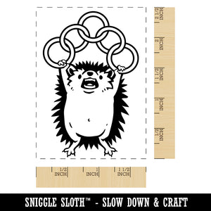 Hedgehog Five Golden Rings 12 Days of Christmas Rectangle Rubber Stamp for Stamping Crafting