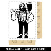 Lumberjack Man with Axe Rectangle Rubber Stamp for Stamping Crafting