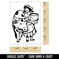 Milk Maid Bucket and Cow 12 Days of Christmas Rectangle Rubber Stamp for Stamping Crafting