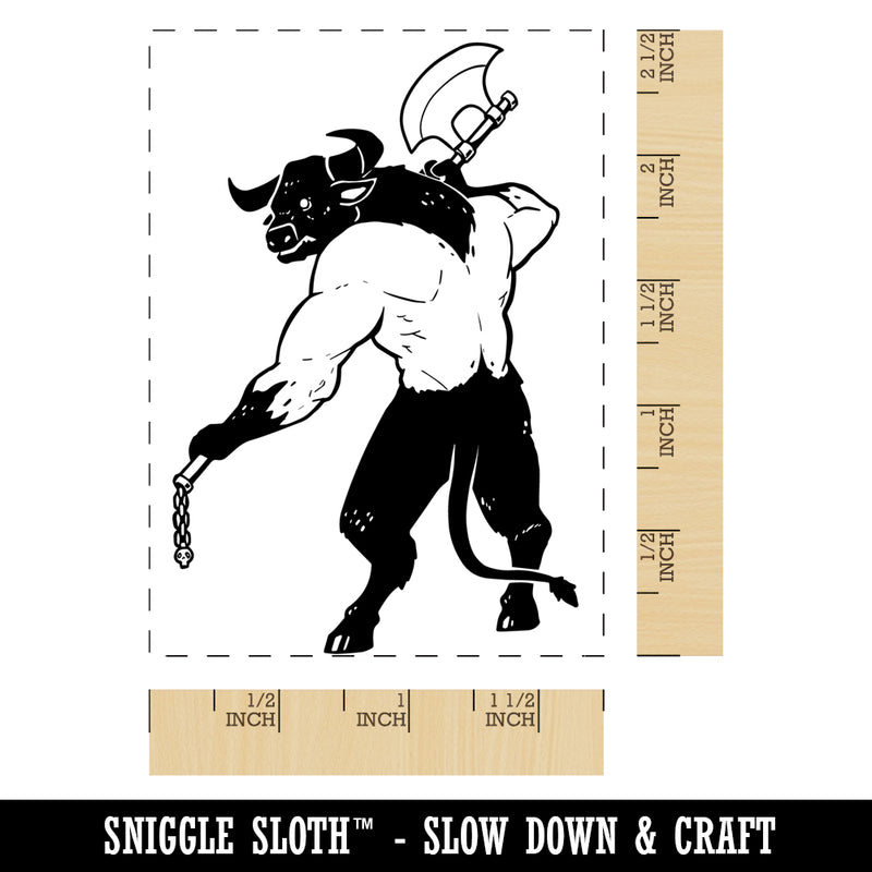 Minotaur Greek Myth Monster Rectangle Rubber Stamp for Stamping Crafting