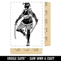 Ninja Woman Shinobi Rogue Rectangle Rubber Stamp for Stamping Crafting