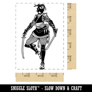 Ninja Woman Shinobi Rogue Rectangle Rubber Stamp for Stamping Crafting