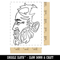 Old Man Profile Artsy Contour Line Rectangle Rubber Stamp for Stamping Crafting