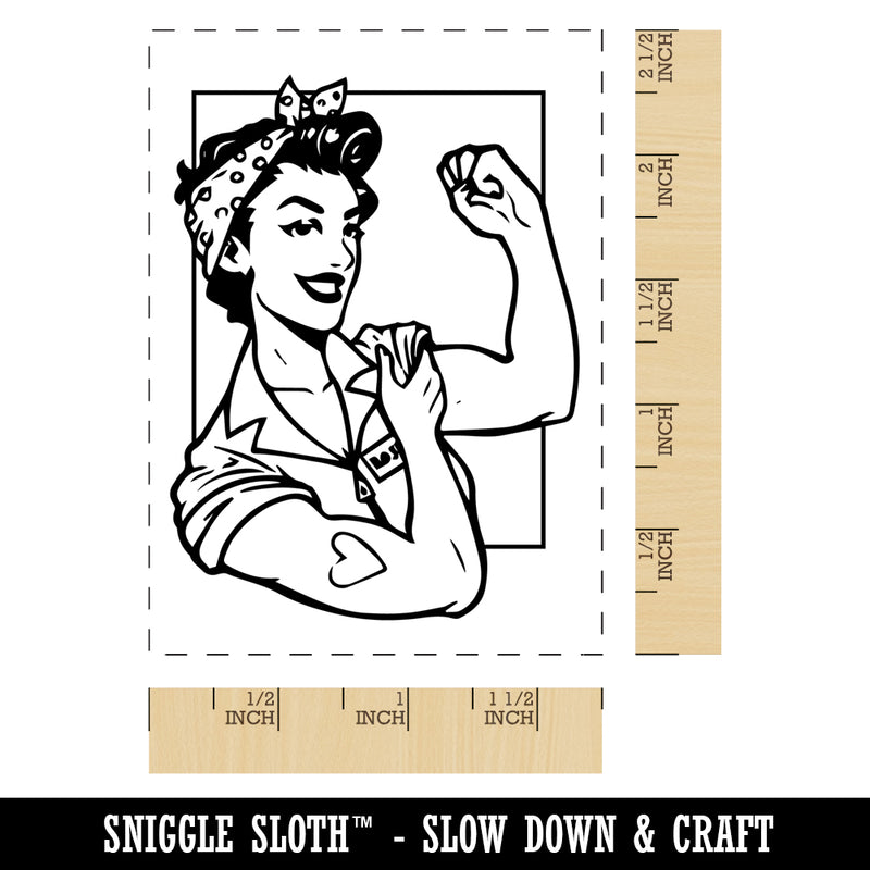 Pin-Up Rosie Flexing Bicep Rectangle Rubber Stamp for Stamping Crafting
