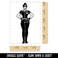 Police Woman Officer Cop Rectangle Rubber Stamp for Stamping Crafting
