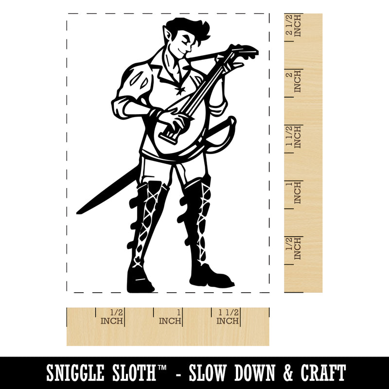 RPG Class Bard Musician Rectangle Rubber Stamp for Stamping Crafting