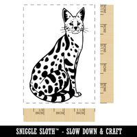 Serval Spotted Wild Cat Rectangle Rubber Stamp for Stamping Crafting