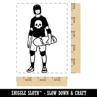 Skater Skateboard Man Extreme Sports Rectangle Rubber Stamp for Stamping Crafting