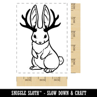 Standing Jackalope Mythical Rabbit with Antlers Rectangle Rubber Stamp for Stamping Crafting