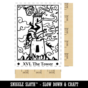 Tarot The Tower Card Major Arcana Rectangle Rubber Stamp for Stamping Crafting