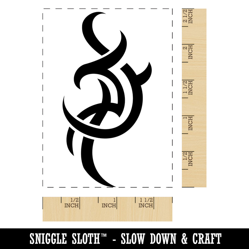 Tribal Abstract Swirls Rectangle Rubber Stamp for Stamping Crafting