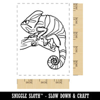 Veiled Chameleon Artsy Contour Line Rectangle Rubber Stamp for Stamping Crafting