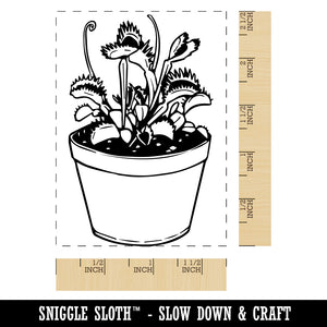 Venus Flytrap Carnivorous Potted Plant Rectangle Rubber Stamp for Stamping Crafting
