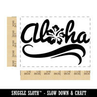Aloha with Hibiscus Flower Hawaii Rectangle Rubber Stamp for Stamping Crafting