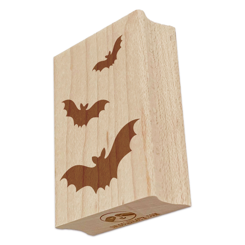 Trio of Bats Flying Halloween Rectangle Rubber Stamp for Stamping Crafting