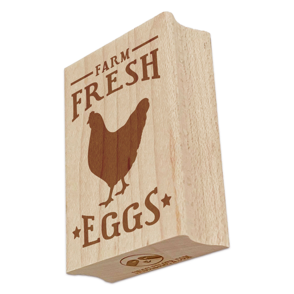 Farm Fresh Eggs Chicken with Hen and Stars Rectangle Rubber Stamp for Stamping Crafting