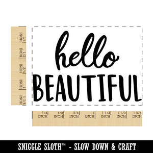 Hello Beautiful Fun Text Rectangle Rubber Stamp for Stamping Crafting