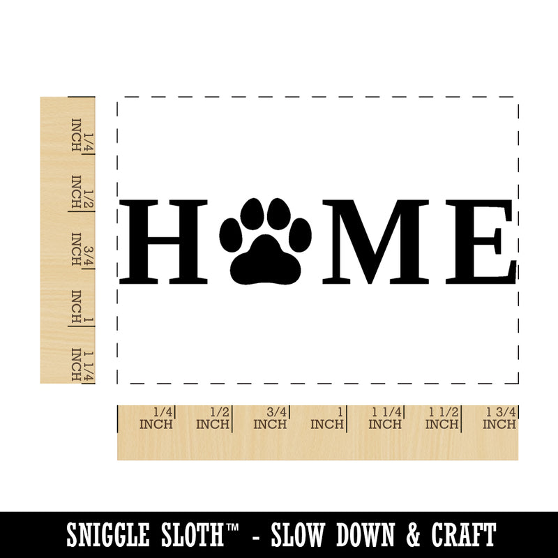 Home with Paw Print Dog Cat Pet Rectangle Rubber Stamp for Stamping Crafting