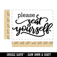 Please Seat Yourself Bathroom Wedding Rectangle Rubber Stamp for Stamping Crafting