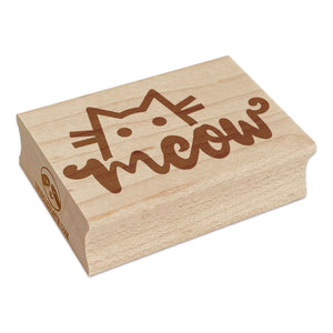 Shy Peeking Cat Meow Rectangle Rubber Stamp for Stamping Crafting