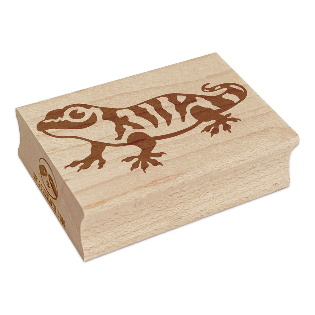 Cute Striped Gecko Lizard Reptile Rectangle Rubber Stamp for Stamping Crafting