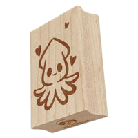 Cute Kawaii Squid with Hearts Sea Life Tentacles Rectangle Rubber Stamp for Stamping Crafting