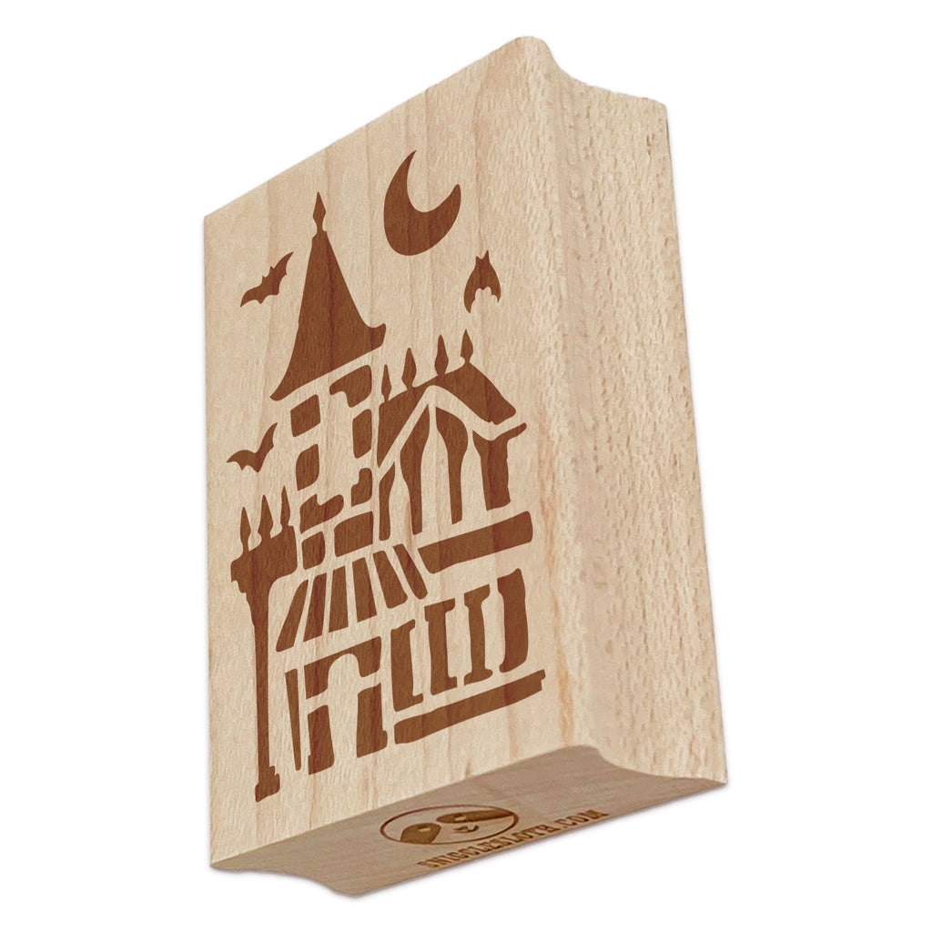 Spooky Haunted House Mansion Horror Halloween Rectangle Rubber Stamp for Stamping Crafting