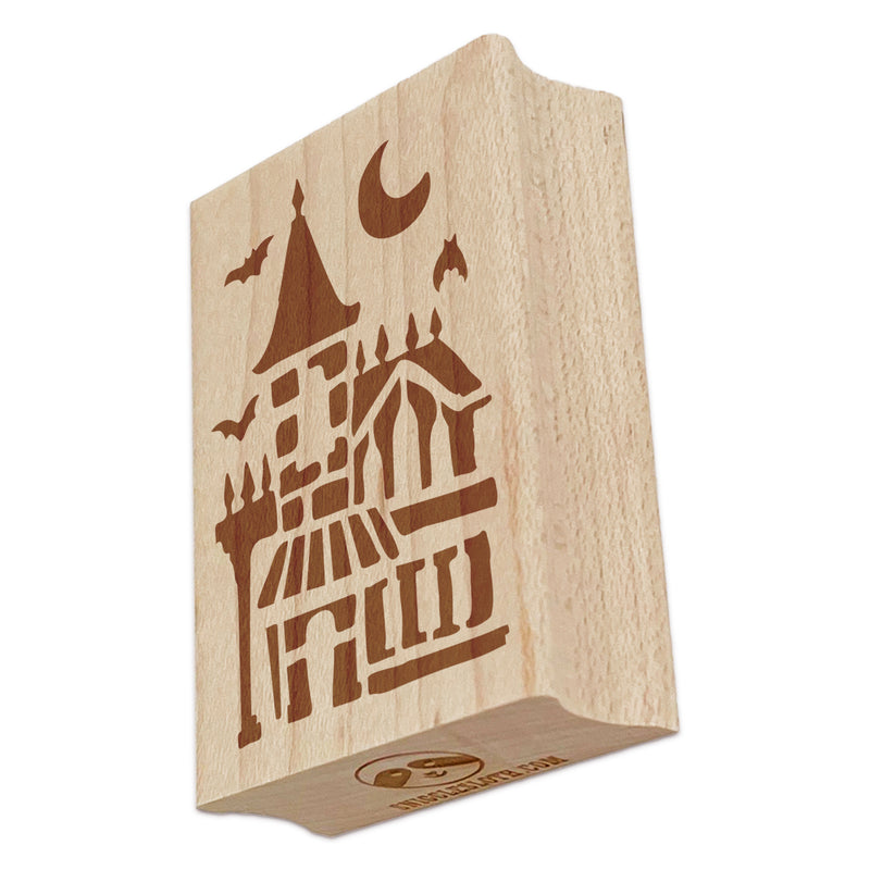 Spooky Haunted House Mansion Horror Halloween Rectangle Rubber Stamp for Stamping Crafting