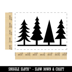 Group of Christmas Trees Rectangle Rubber Stamp for Stamping Crafting