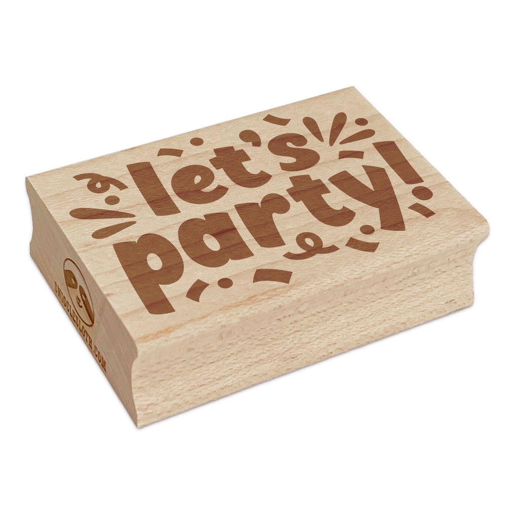 Let's Party Rectangle Rubber Stamp for Stamping Crafting