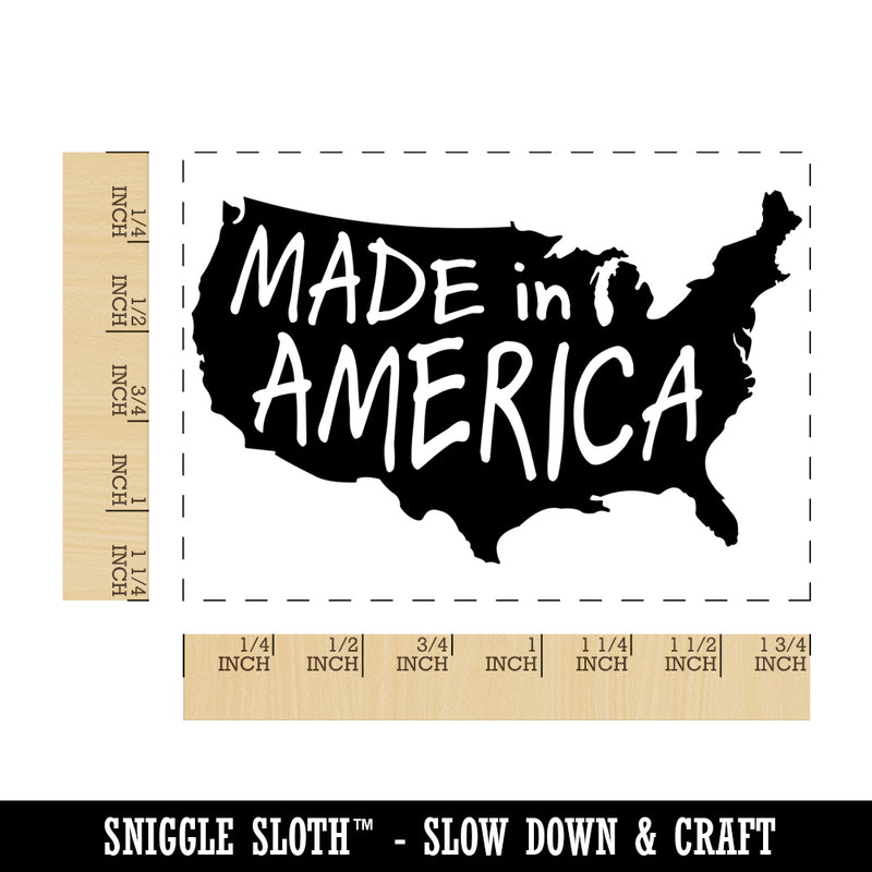 Made in America USA Silhouette Rectangle Rubber Stamp for Stamping Crafting