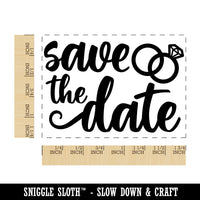 Save the Date Wedding Rings Ceremony Rectangle Rubber Stamp for Stamping Crafting