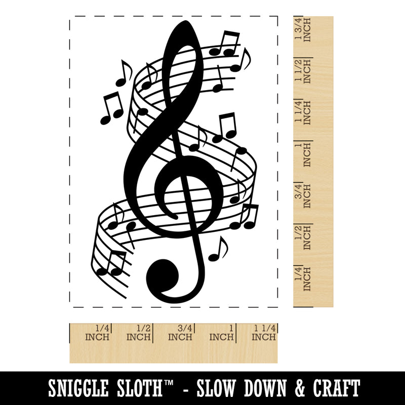 Fancy Treble Clef Music Rectangle Rubber Stamp for Stamping Crafting