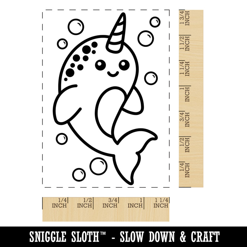 Magical Narwhal Rectangle Rubber Stamp for Stamping Crafting