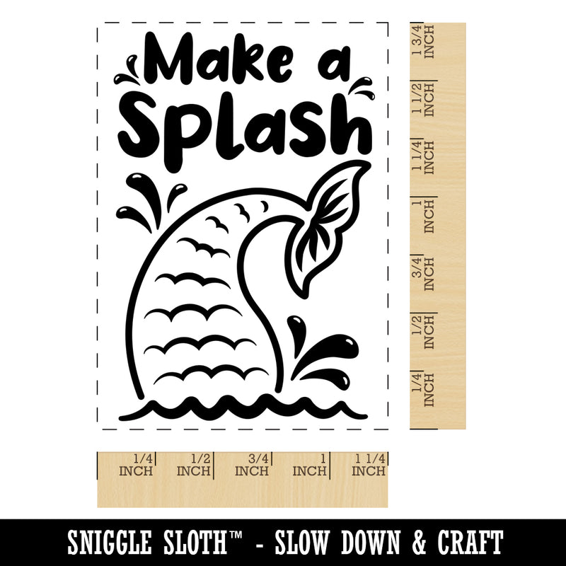Make a Splash Mermaid Tail Rectangle Rubber Stamp for Stamping Crafting