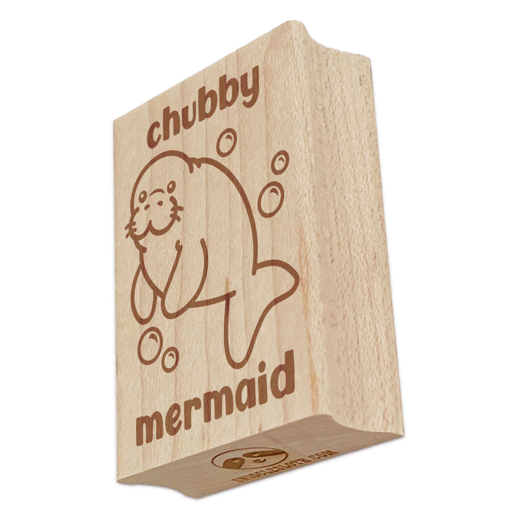 Manatee Chubby Mermaid Rectangle Rubber Stamp for Stamping Crafting