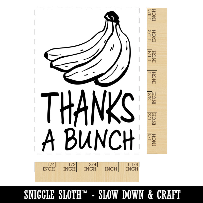 Thanks a Bunch Bananas Thank You Rectangle Rubber Stamp for Stamping Crafting